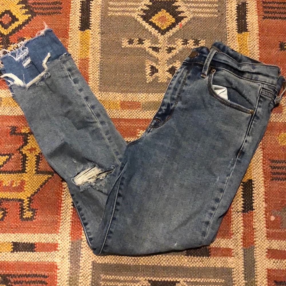 BDG distressed two tone skinny jeans